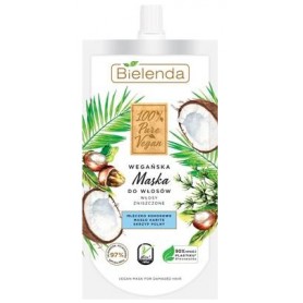 Bielenda 100% Pure Vegan maska na zničené vlasy kokos (bez sulfátů)