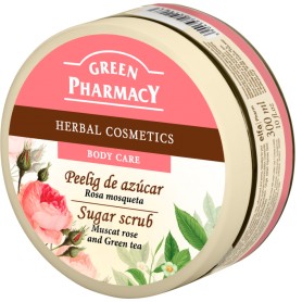 Green Pharmacy tělový peeling/scrub růže a zelený čaj 